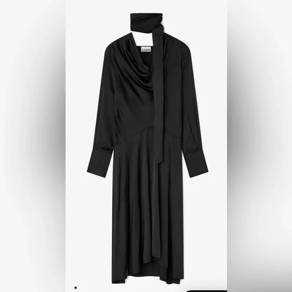 Ganni Black Scarf Dress - Picture 2 of 4